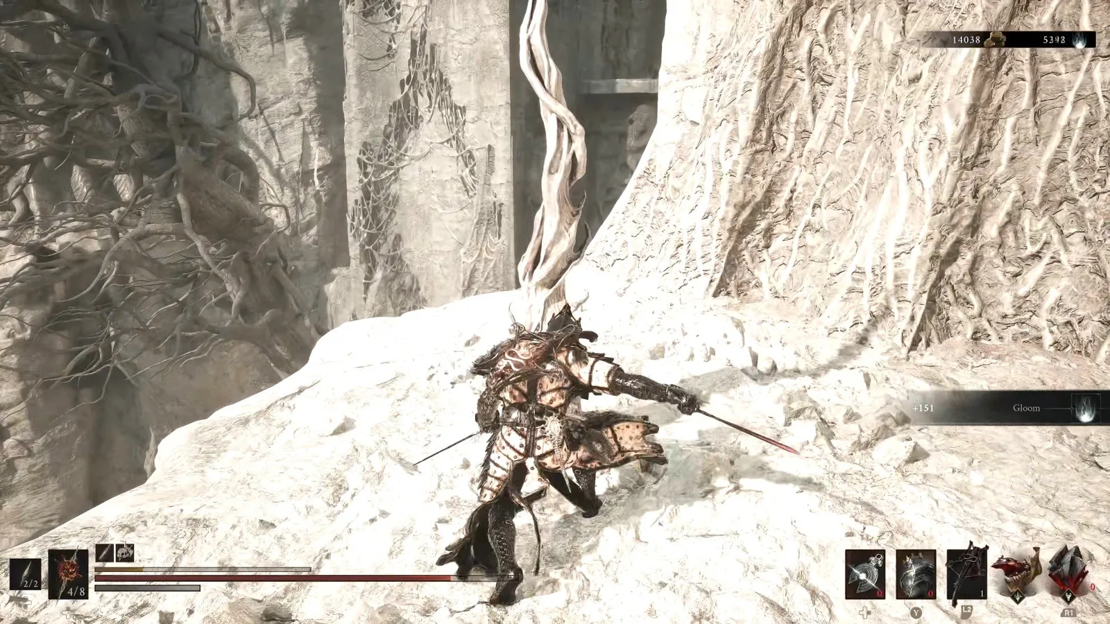 A Mortal Shell 2 screenshot showing the perfect path the player should take through The Silent Steps according to Rock Paper Shotgun's full walkthrough of the game.