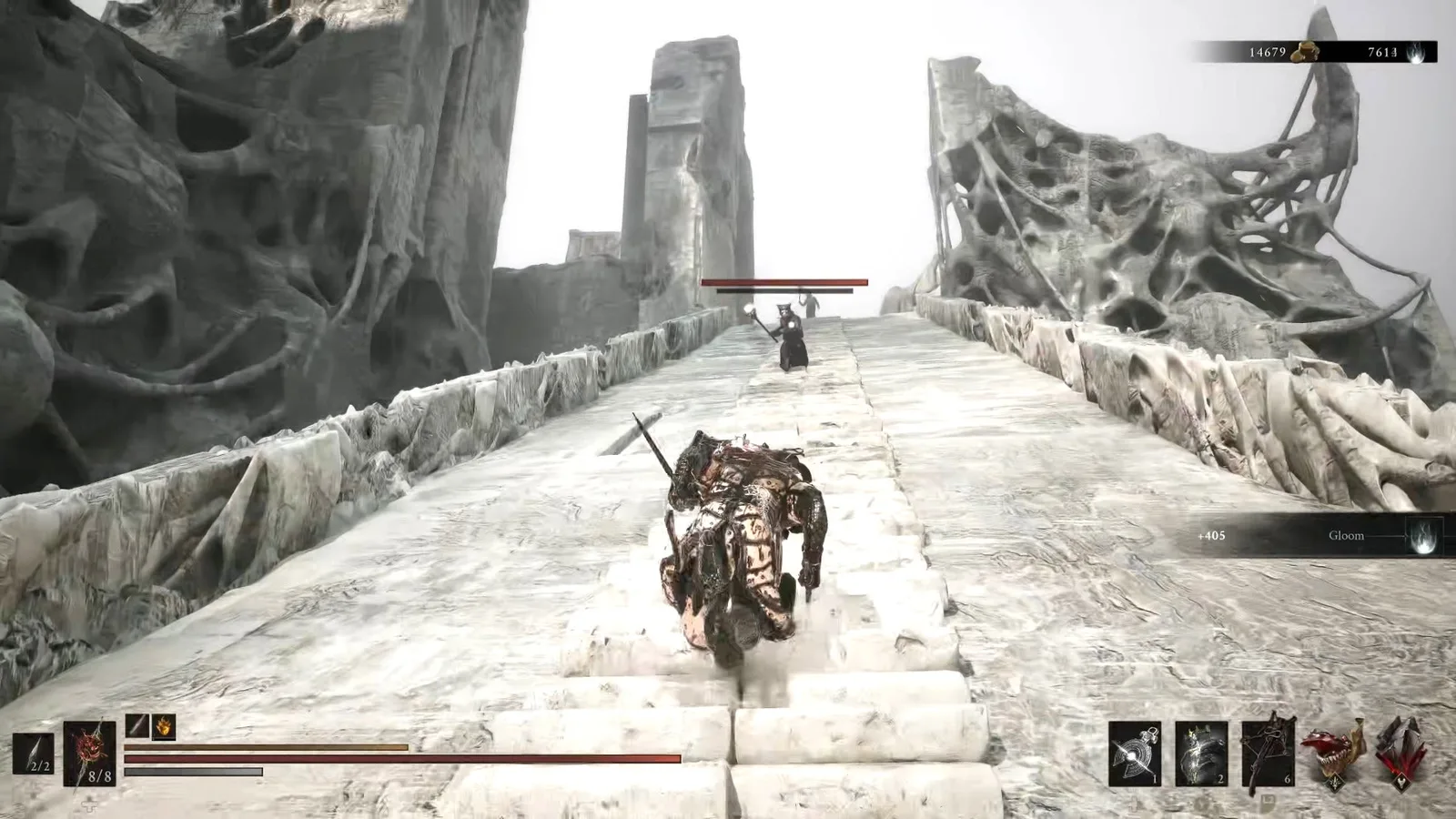 A Mortal Shell 2 screenshot showing the perfect path the player should take through The Silent Steps according to Rock Paper Shotgun's full walkthrough of the game.
