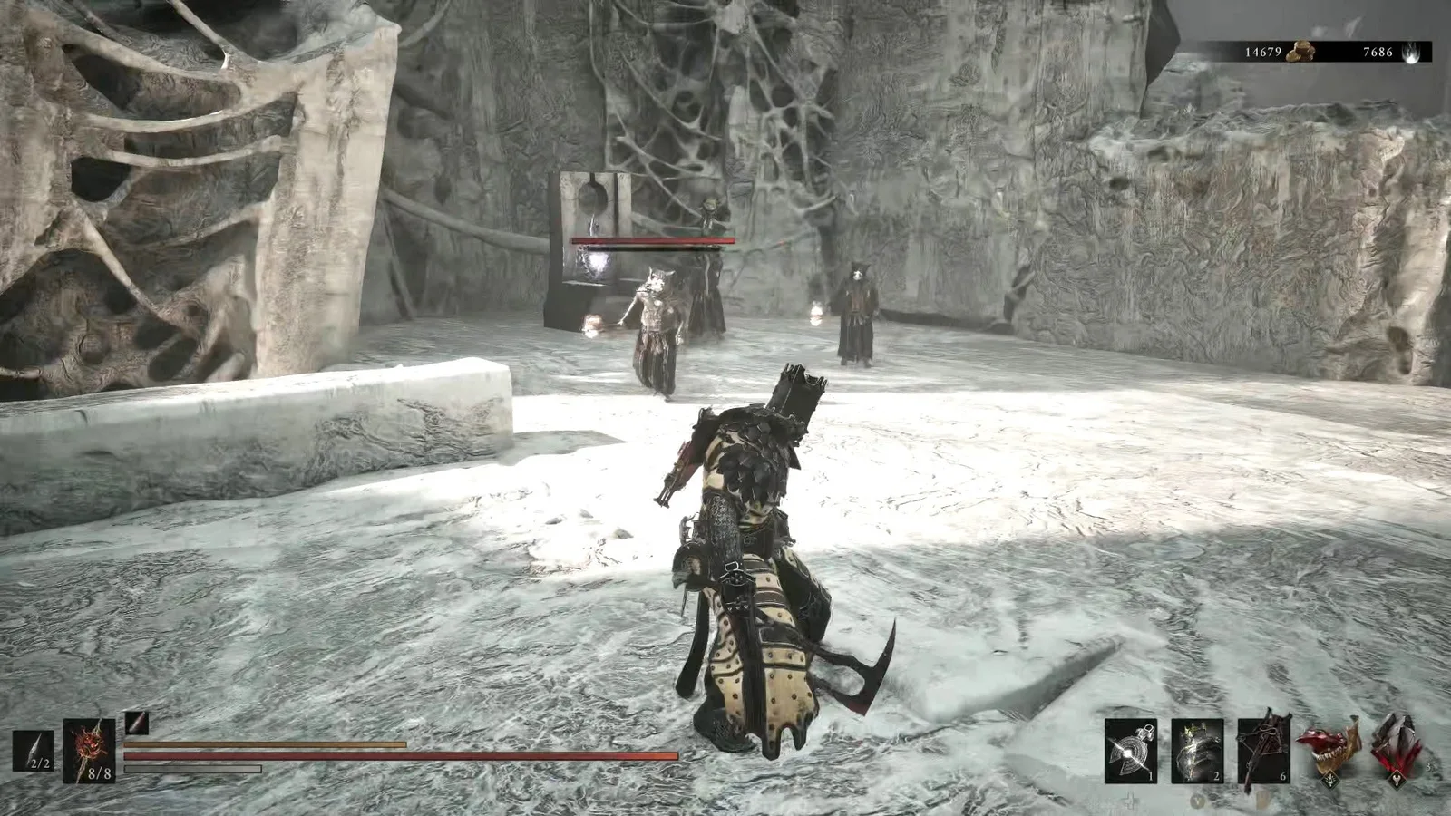A Mortal Shell 2 screenshot showing the perfect path the player should take through The Silent Steps according to Rock Paper Shotgun's full walkthrough of the game.