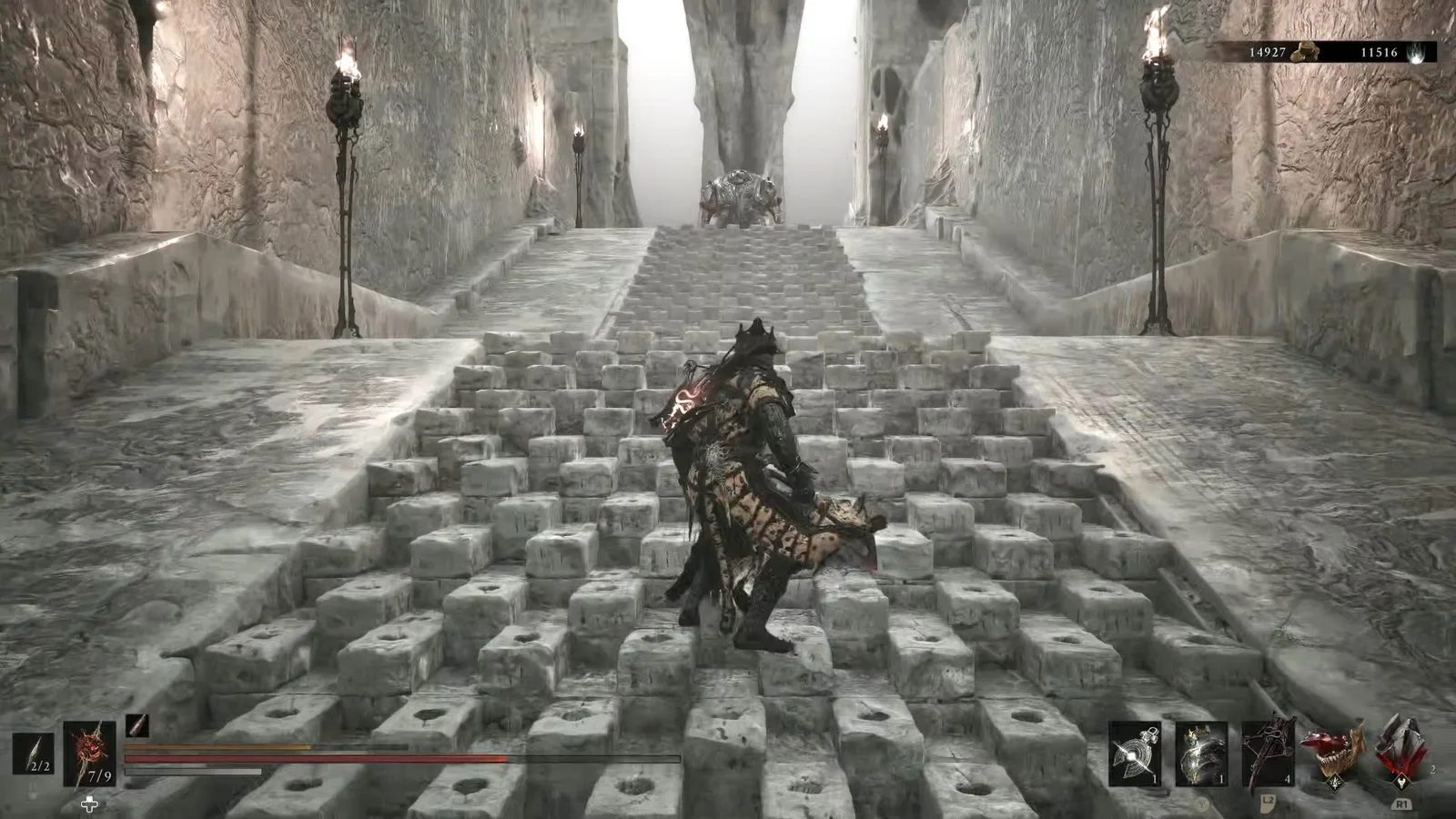 A Mortal Shell 2 screenshot showing the perfect path the player should take through The Silent Steps according to Rock Paper Shotgun's full walkthrough of the game.