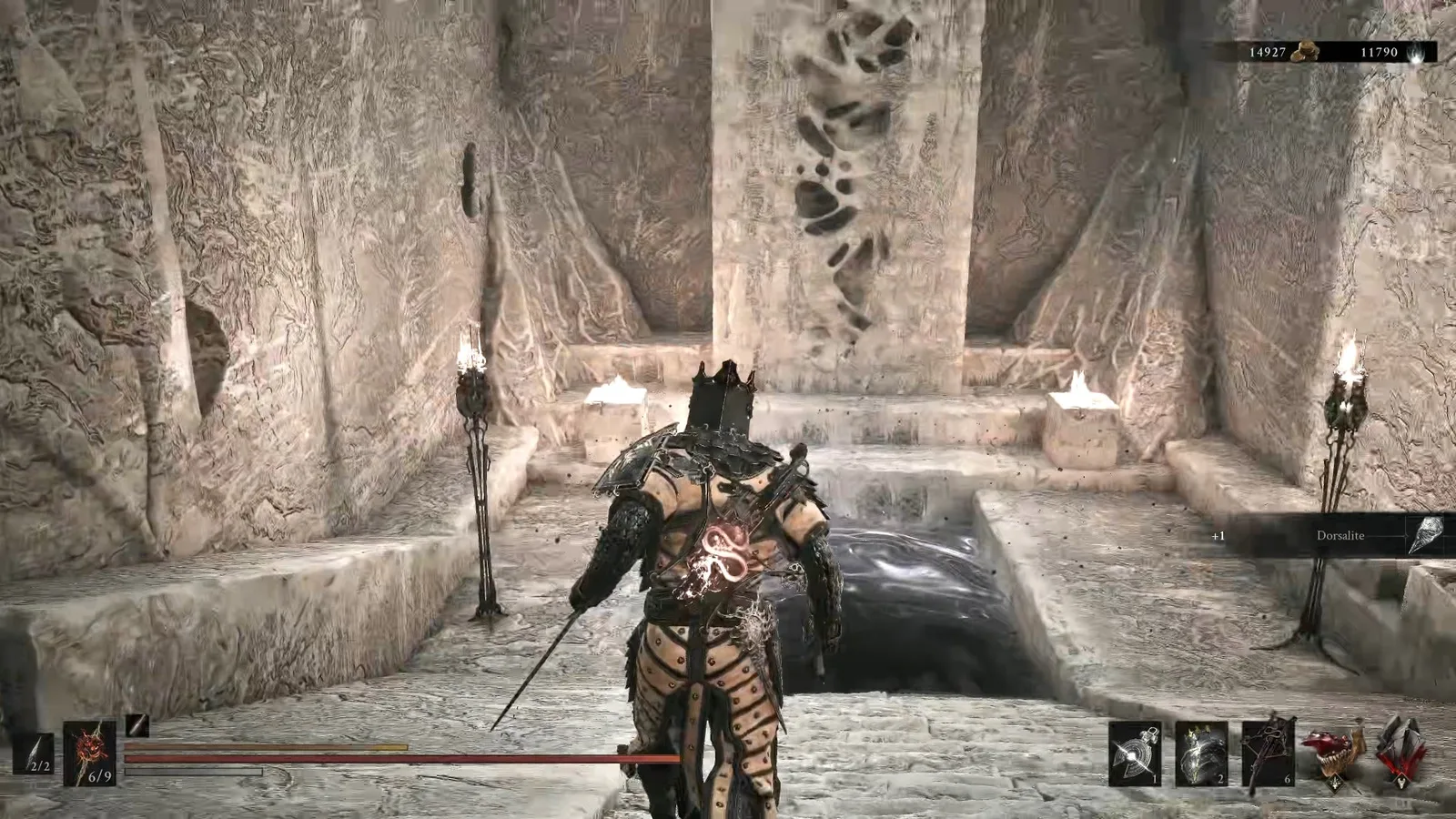 A Mortal Shell 2 screenshot showing the perfect path the player should take through The Silent Steps according to Rock Paper Shotgun's full walkthrough of the game.