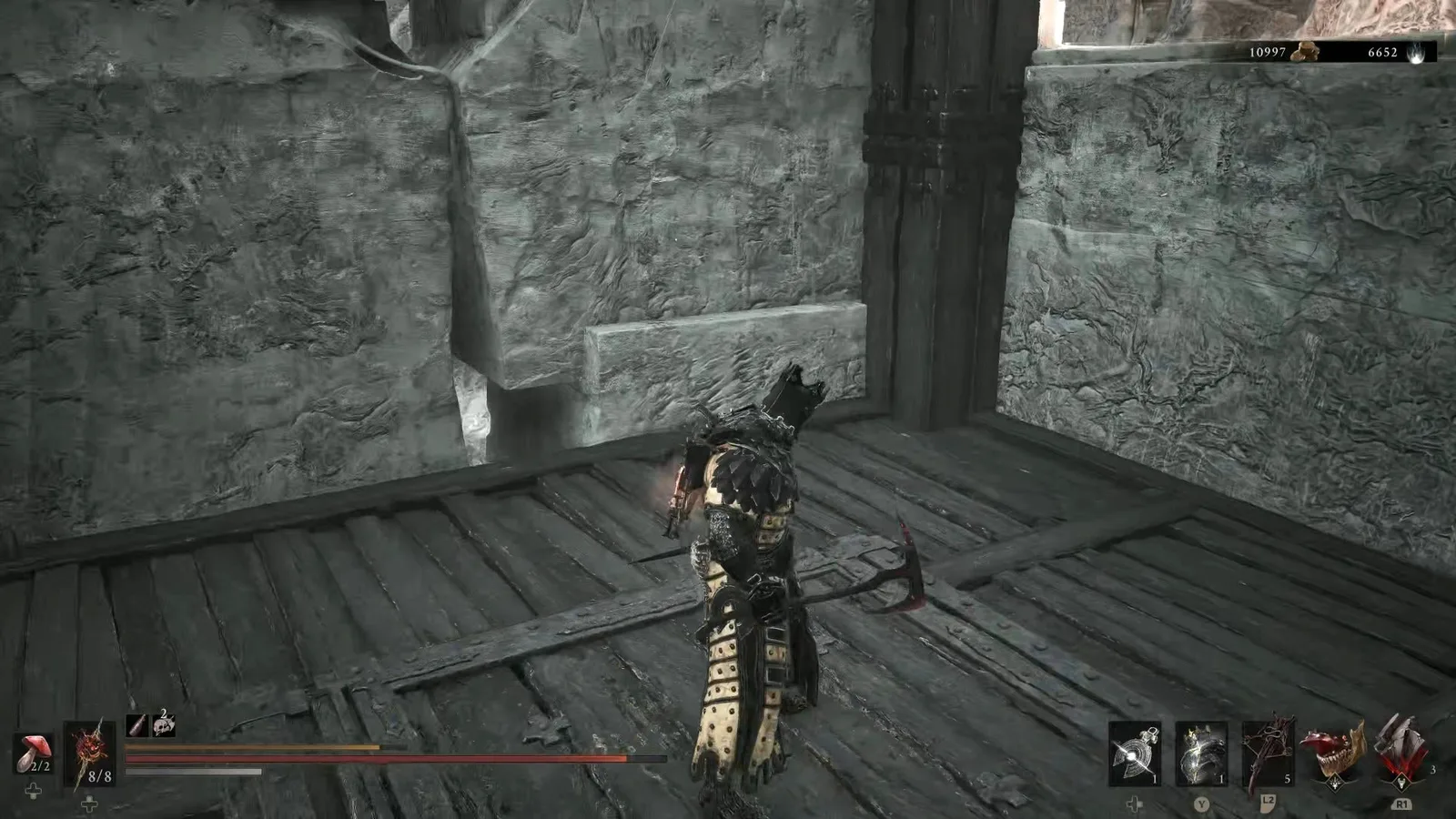 A Mortal Shell 2 screenshot showing the perfect path the player should take through The Silent Steps according to Rock Paper Shotgun's full walkthrough of the game.