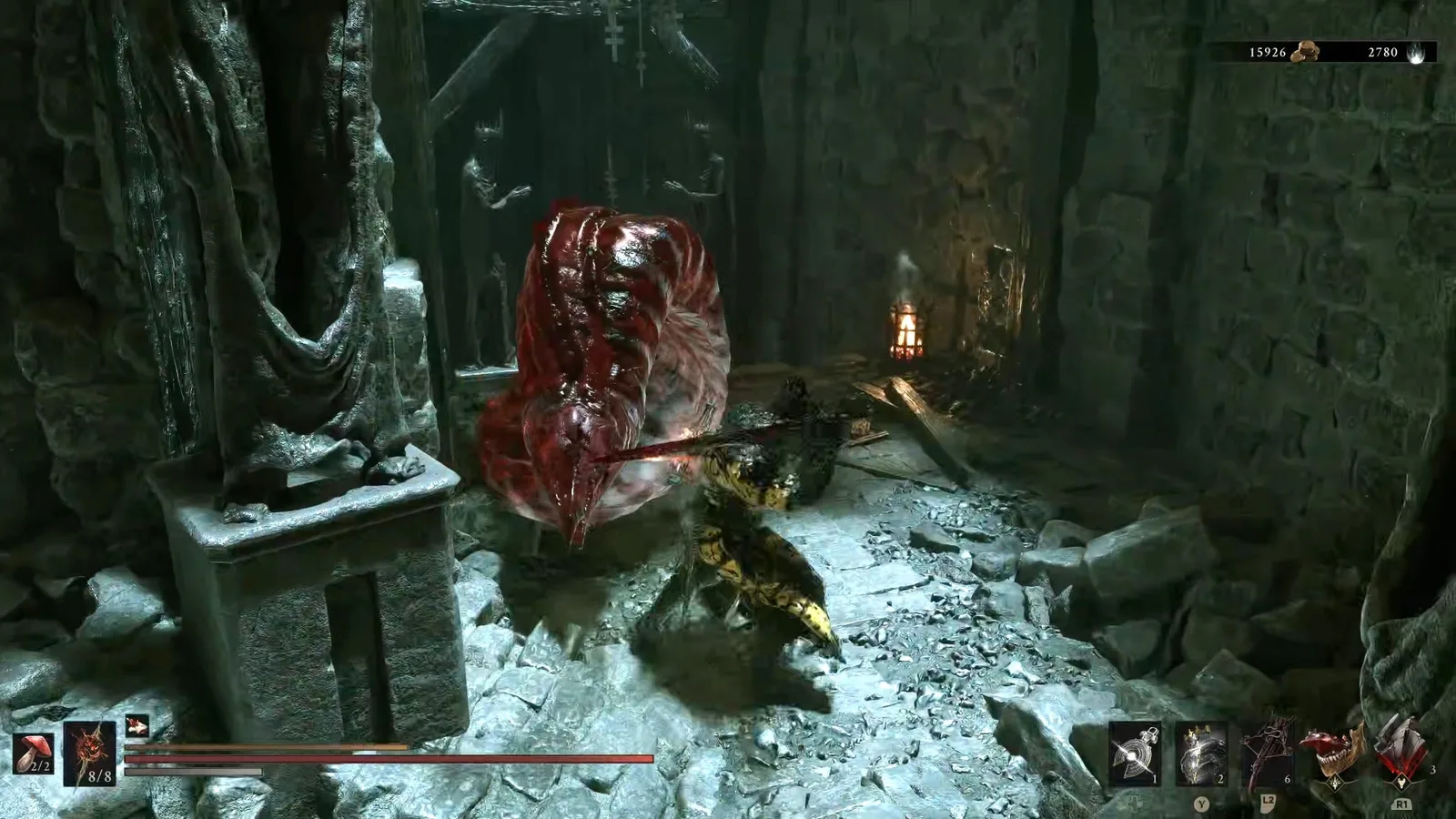 A Mortal Shell 2 screenshot showing the perfect path the player should take through the Withered Shoals according to Rock Paper Shotgun's full walkthrough of the game.