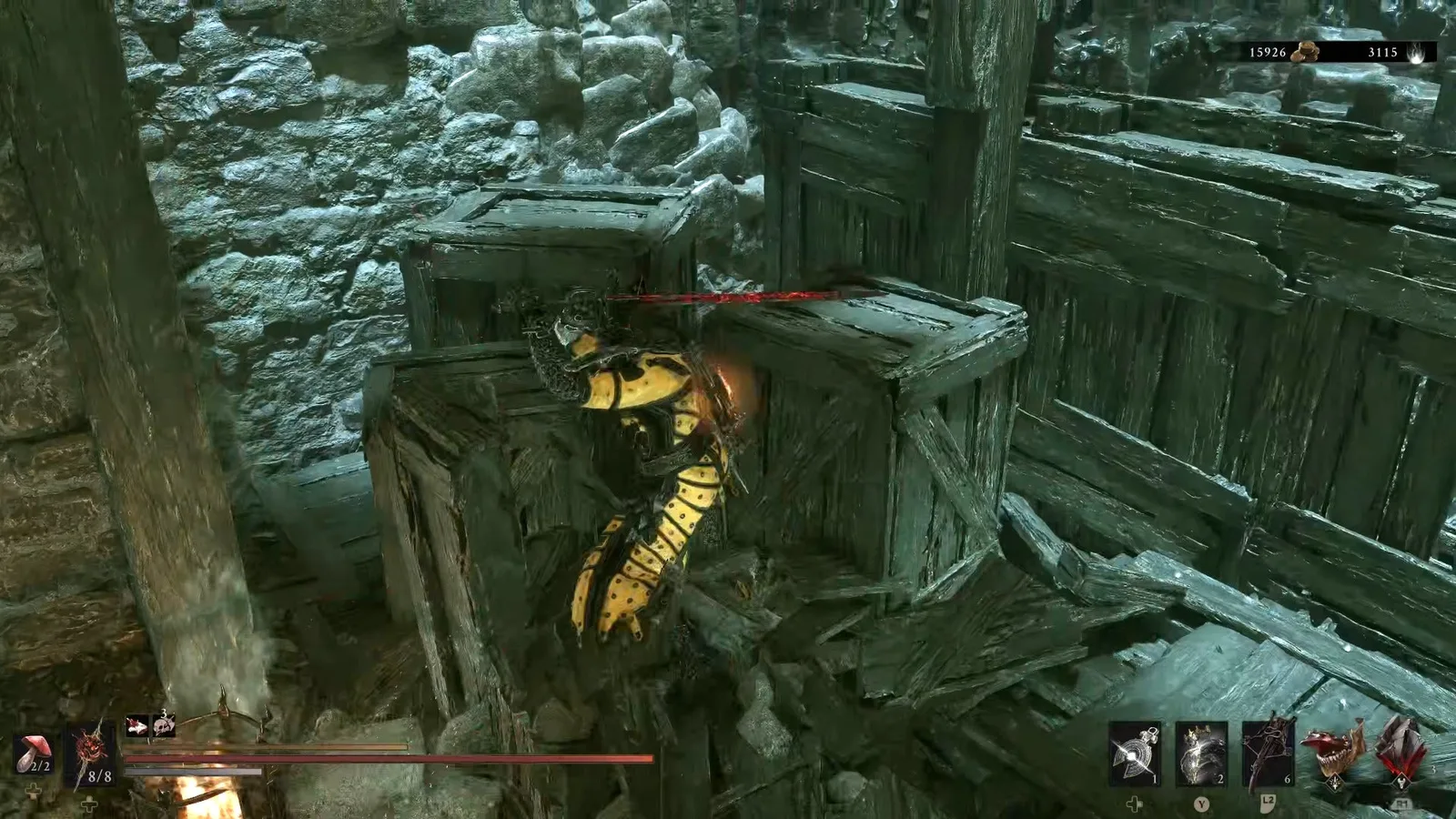 A Mortal Shell 2 screenshot showing the perfect path the player should take through the Withered Shoals according to Rock Paper Shotgun's full walkthrough of the game.