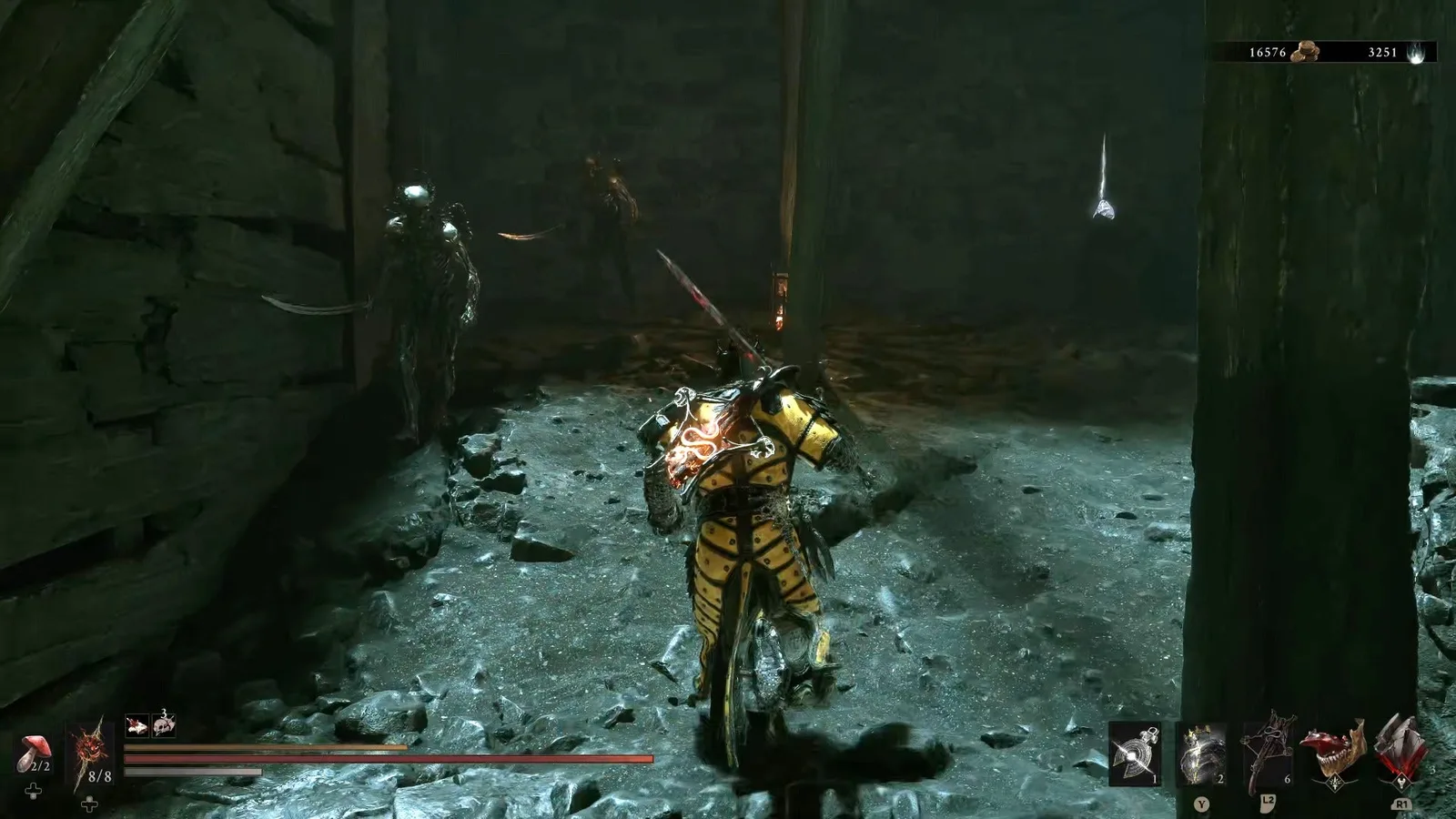 A Mortal Shell 2 screenshot showing the perfect path the player should take through the Withered Shoals according to Rock Paper Shotgun's full walkthrough of the game.