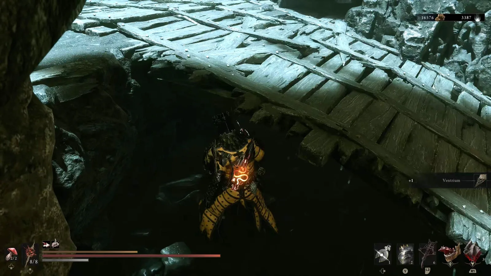 A Mortal Shell 2 screenshot showing the perfect path the player should take through the Withered Shoals according to Rock Paper Shotgun's full walkthrough of the game.