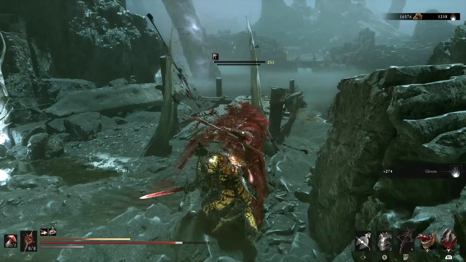 A Mortal Shell 2 screenshot showing the perfect path the player should take through the Withered Shoals according to Rock Paper Shotgun's full walkthrough of the game.