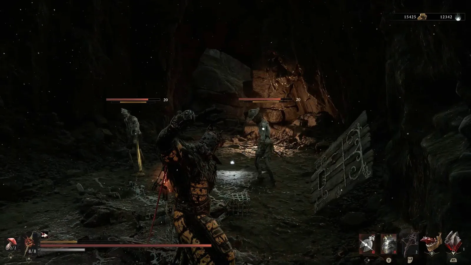 A Mortal Shell 2 screenshot showing the perfect path the player should take through the Withered Shoals according to Rock Paper Shotgun's full walkthrough of the game.