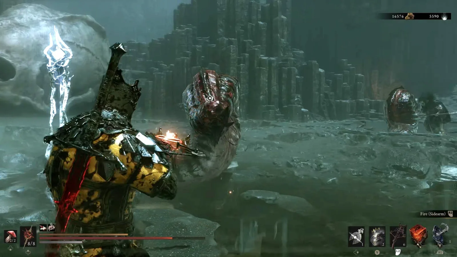 A Mortal Shell 2 screenshot showing the perfect path the player should take through the Withered Shoals according to Rock Paper Shotgun's full walkthrough of the game.