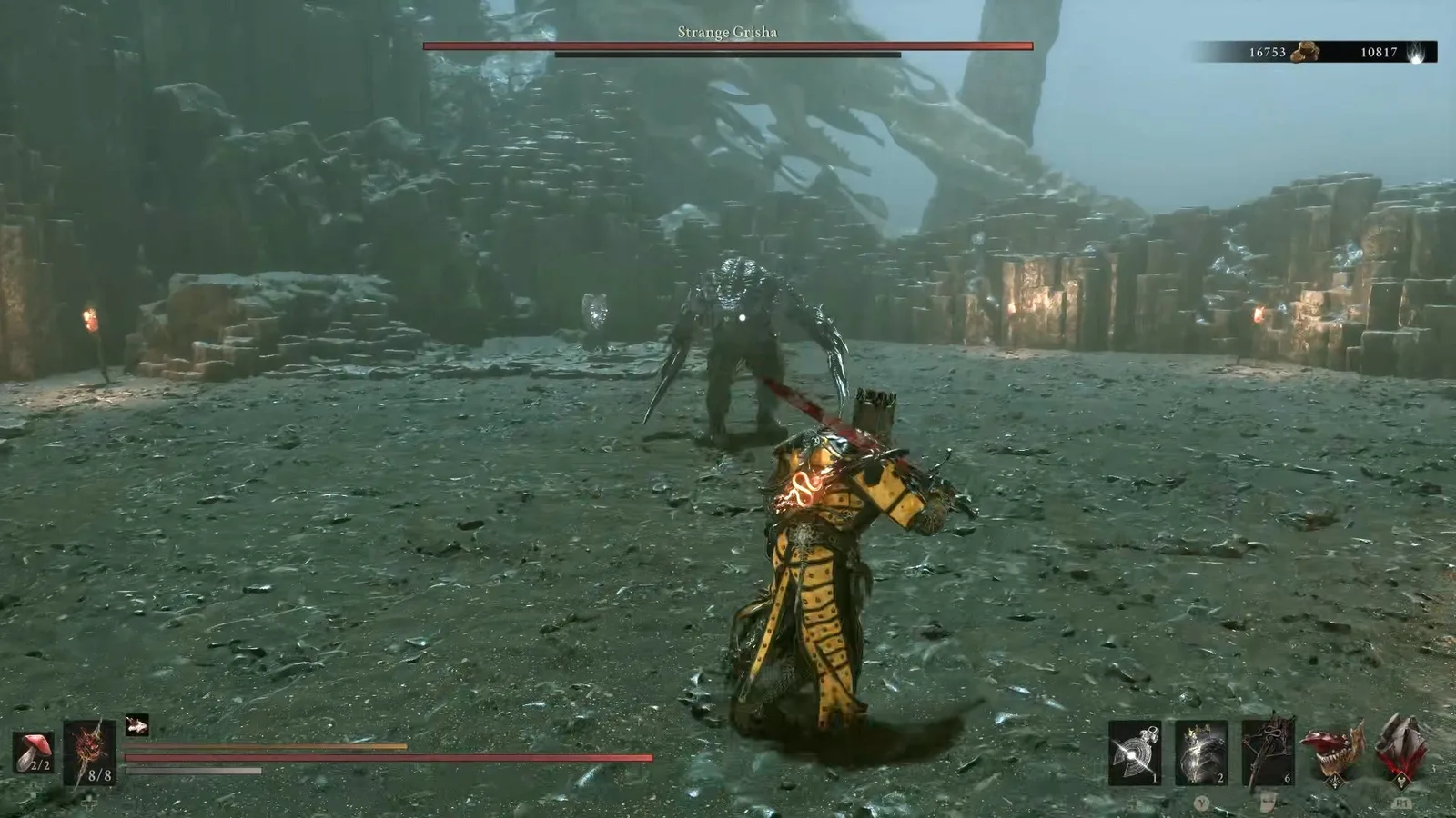 A Mortal Shell 2 screenshot showing the perfect path the player should take through the Withered Shoals according to Rock Paper Shotgun's full walkthrough of the game.