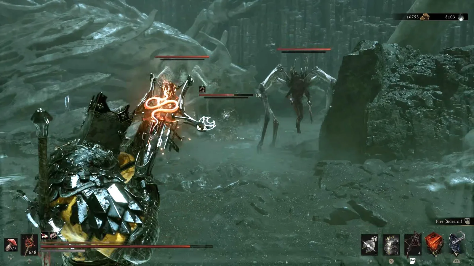 A Mortal Shell 2 screenshot showing the perfect path the player should take through the Withered Shoals according to Rock Paper Shotgun's full walkthrough of the game.