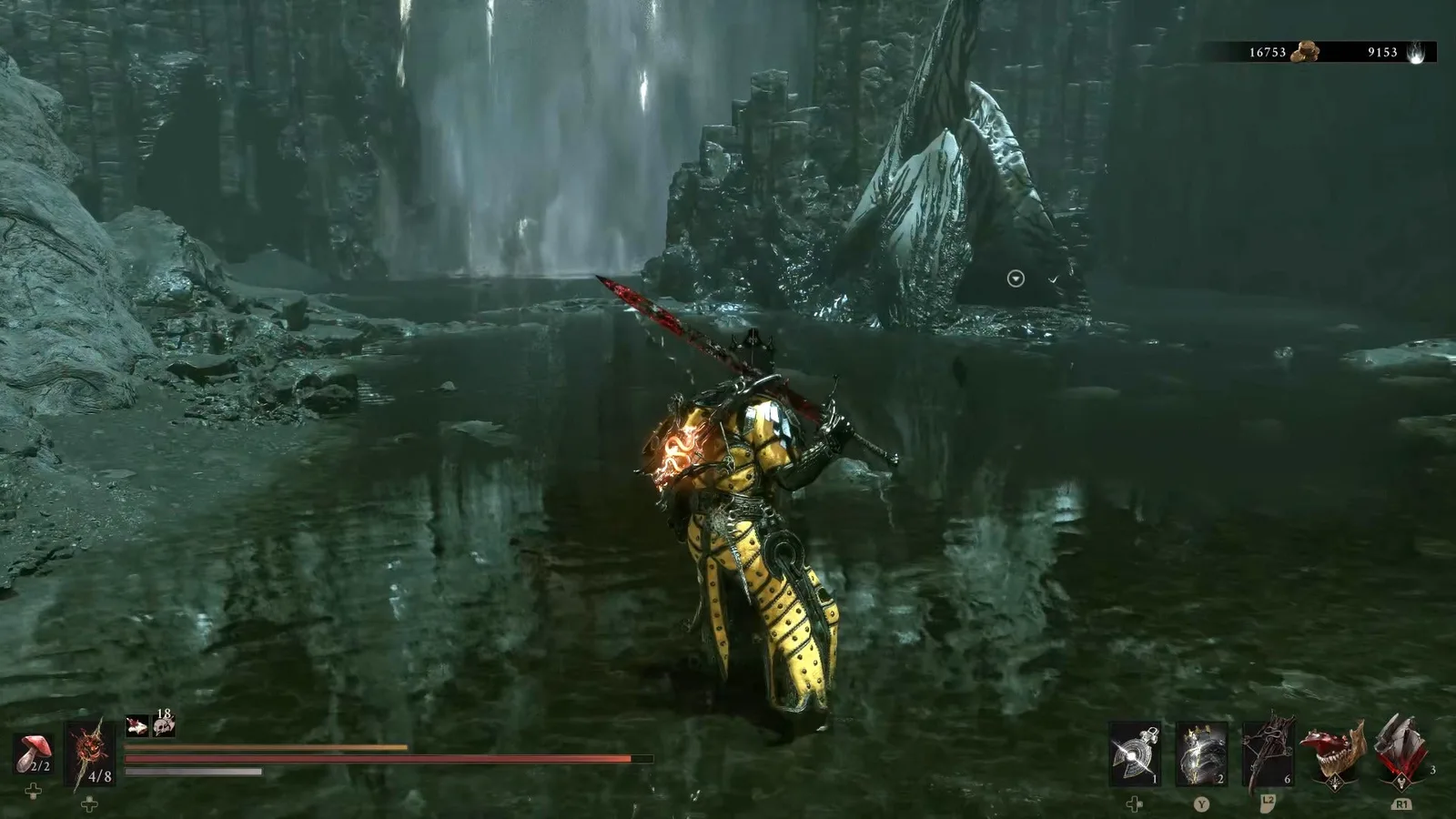 A Mortal Shell 2 screenshot showing the perfect path the player should take through the Withered Shoals according to Rock Paper Shotgun's full walkthrough of the game.