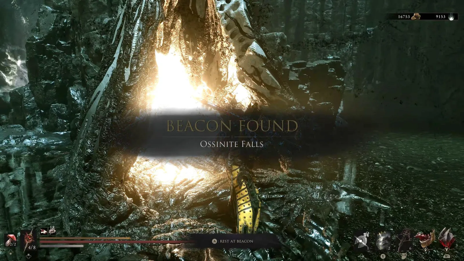 A Mortal Shell 2 screenshot showing the perfect path the player should take through the Withered Shoals according to Rock Paper Shotgun's full walkthrough of the game.
