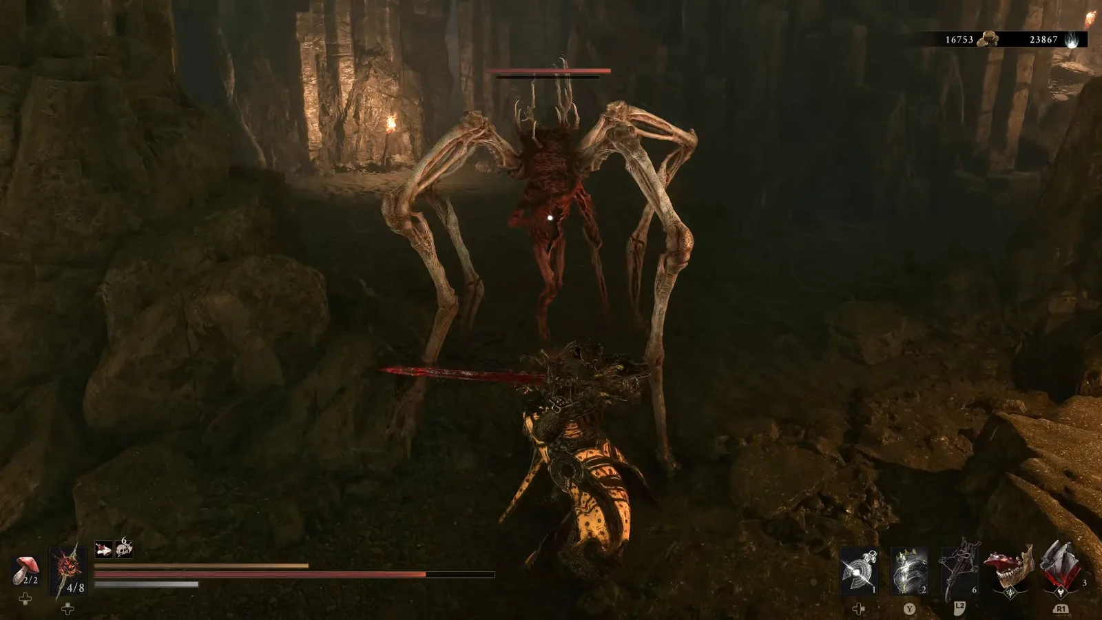 A Mortal Shell 2 screenshot showing the perfect path the player should take through the Withered Shoals according to Rock Paper Shotgun's full walkthrough of the game.