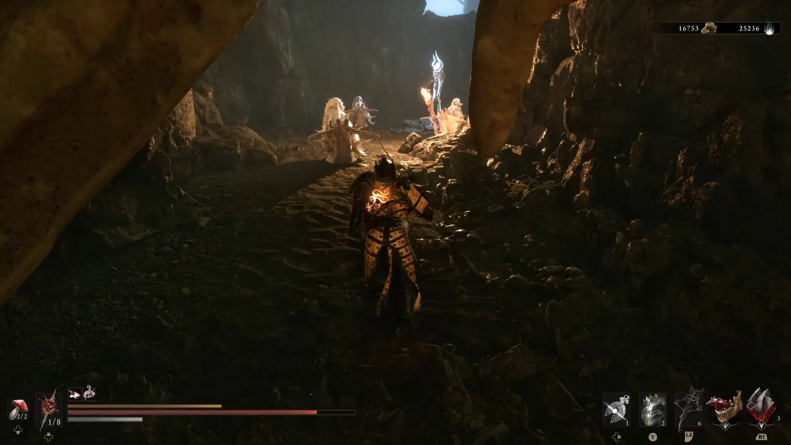 A Mortal Shell 2 screenshot showing the perfect path the player should take through the Withered Shoals according to Rock Paper Shotgun's full walkthrough of the game.