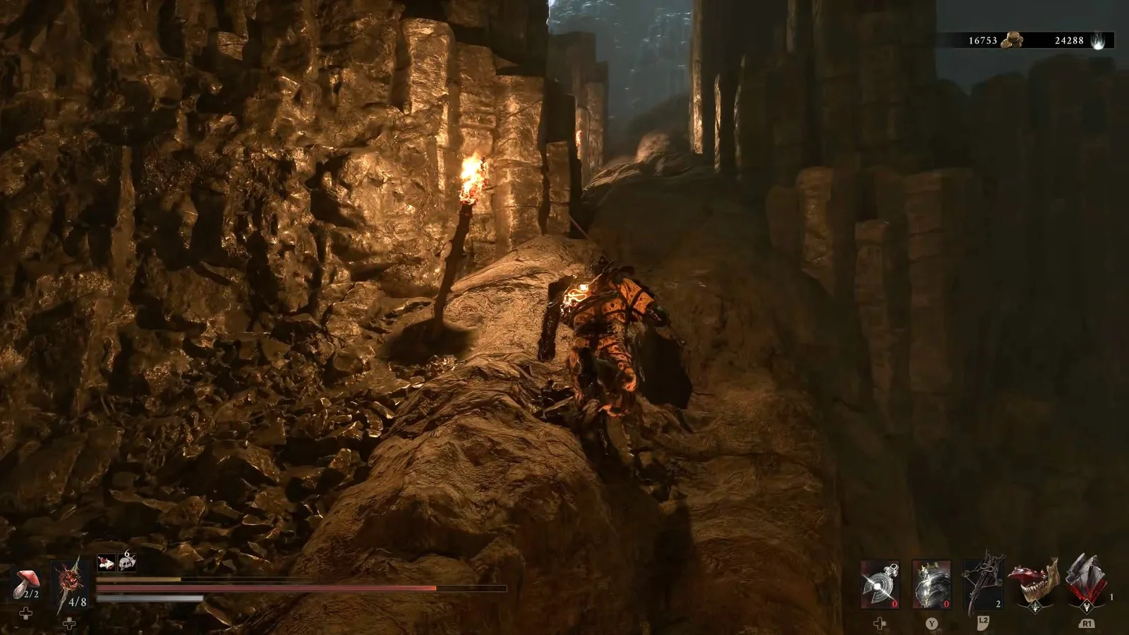 A Mortal Shell 2 screenshot showing the perfect path the player should take through the Withered Shoals according to Rock Paper Shotgun's full walkthrough of the game.