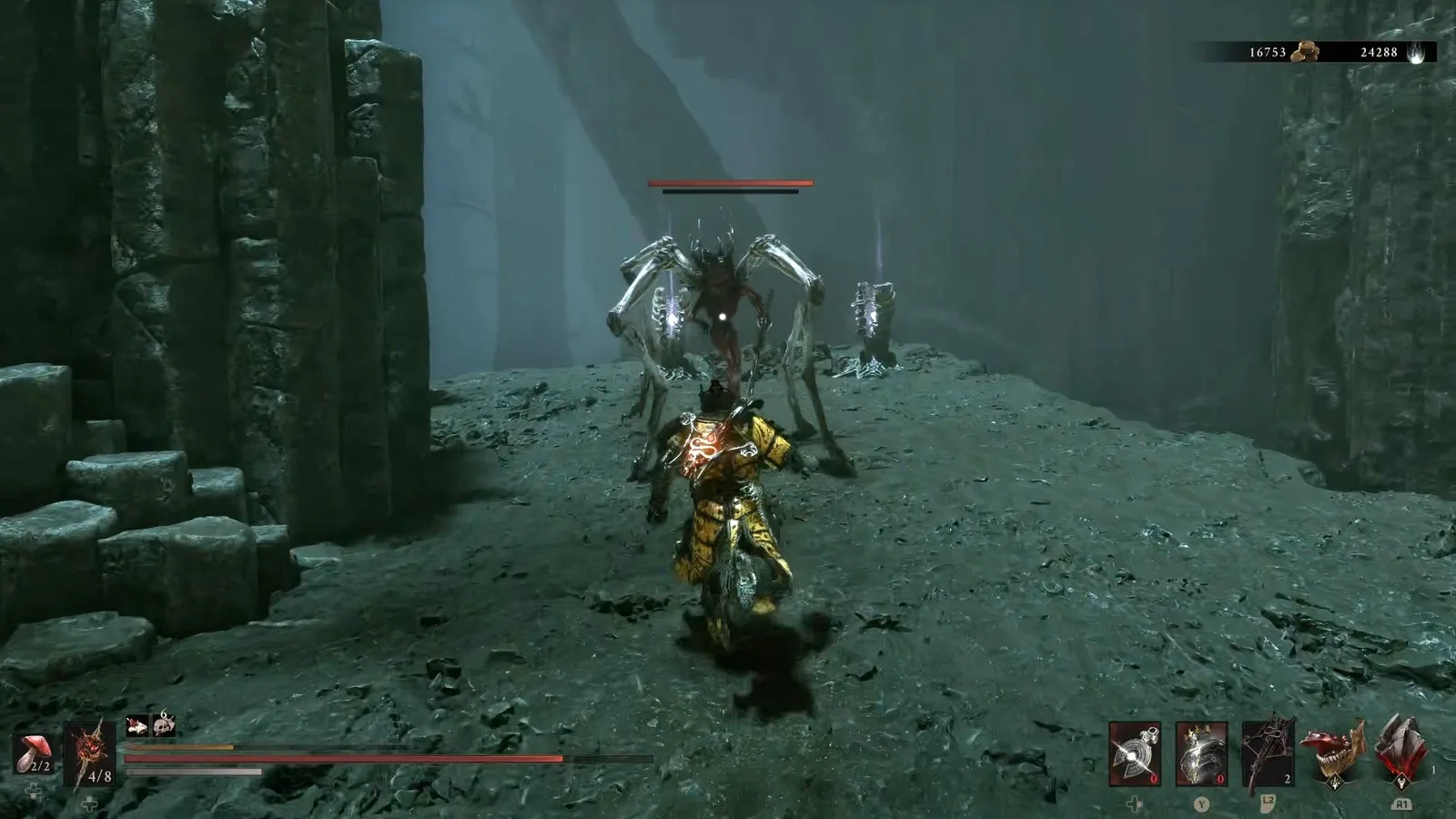 A Mortal Shell 2 screenshot showing the perfect path the player should take through the Withered Shoals according to Rock Paper Shotgun's full walkthrough of the game.