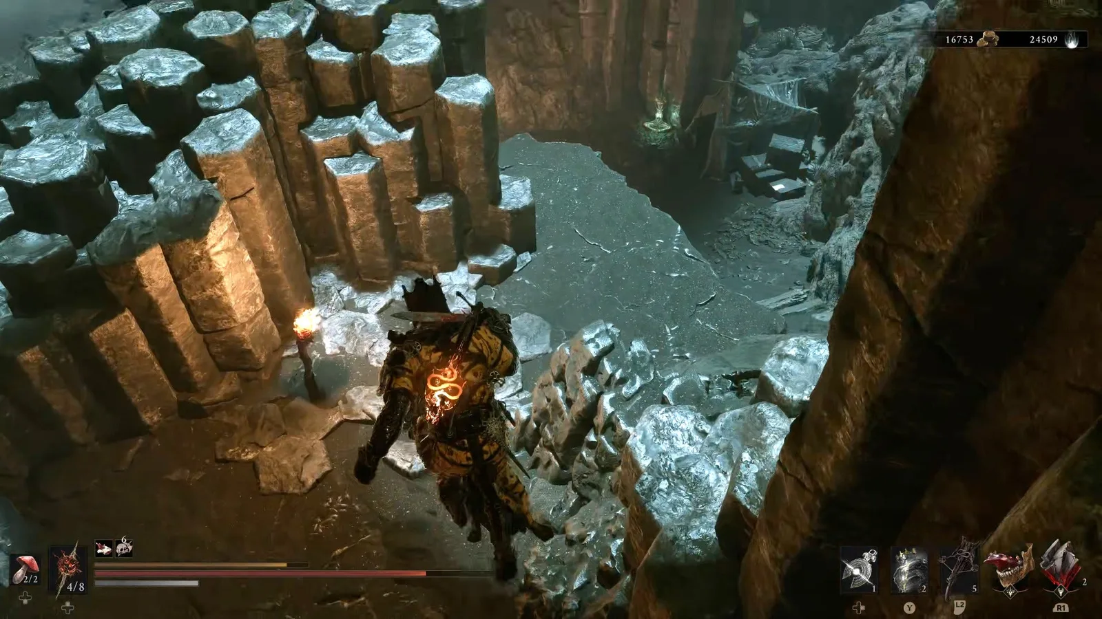 A Mortal Shell 2 screenshot showing the perfect path the player should take through the Withered Shoals according to Rock Paper Shotgun's full walkthrough of the game.