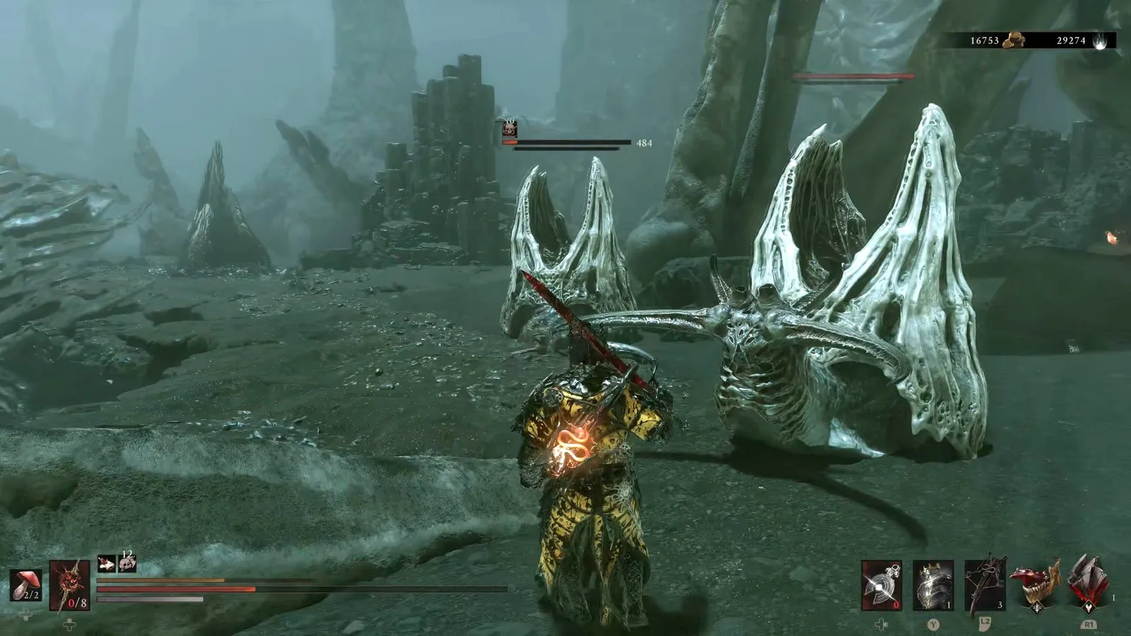 A Mortal Shell 2 screenshot showing the perfect path the player should take through the Withered Shoals according to Rock Paper Shotgun's full walkthrough of the game.