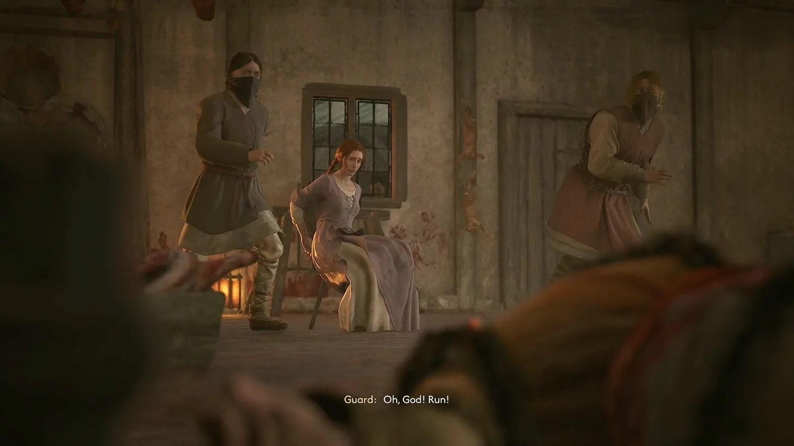 Andrei's men react in fear as their boss lies dead in The Blood of Dawnwalker.