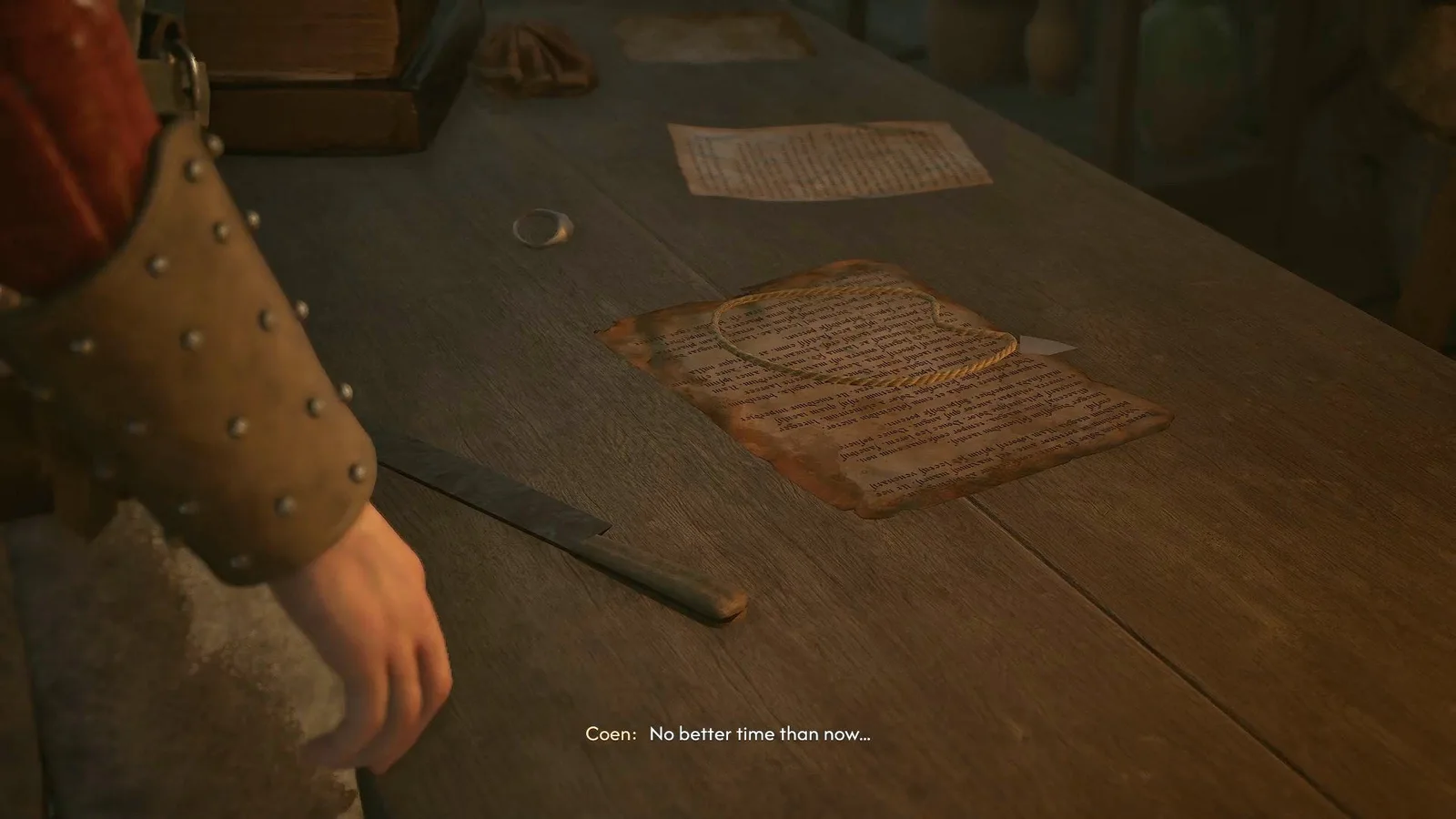 Preparing to steal the ring momento from Andrei's desk in The Blood of Dawnwalker.
