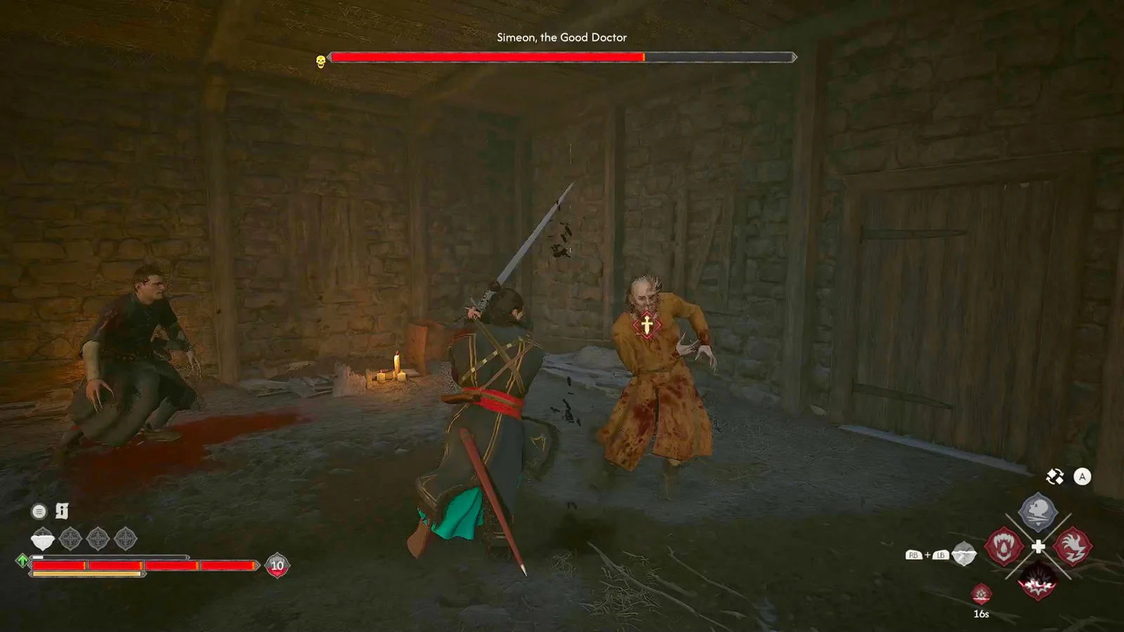 Coen and Vicho fight the mutated Simeon, the Good Doctor, in The Blood of Dawnwalker.