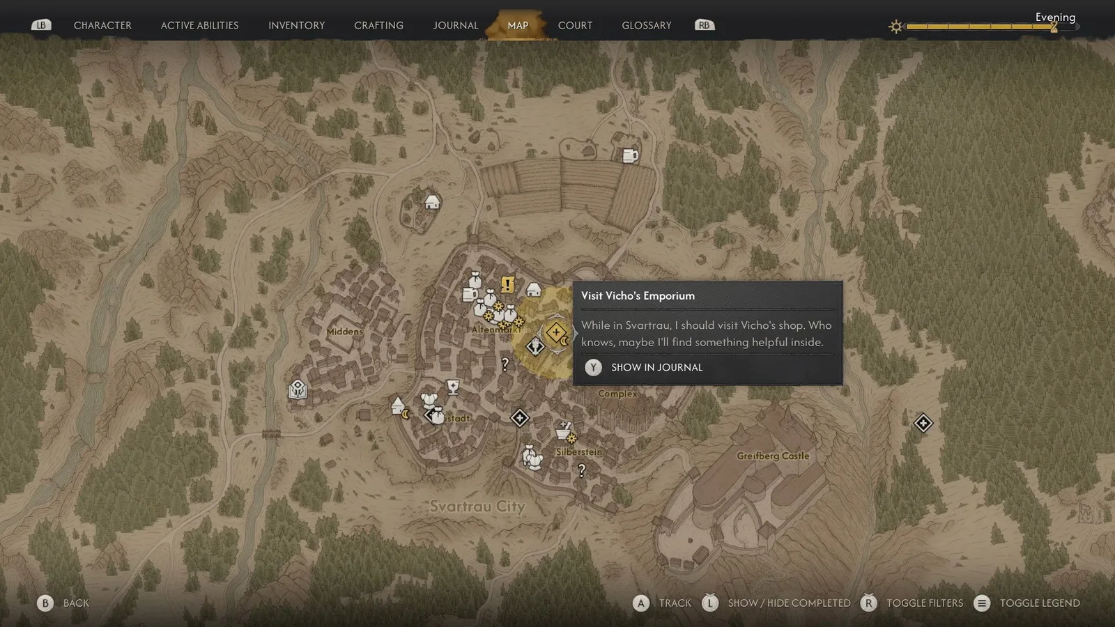 The location of Vicho's emporium in The Blood of Dawnwalker.