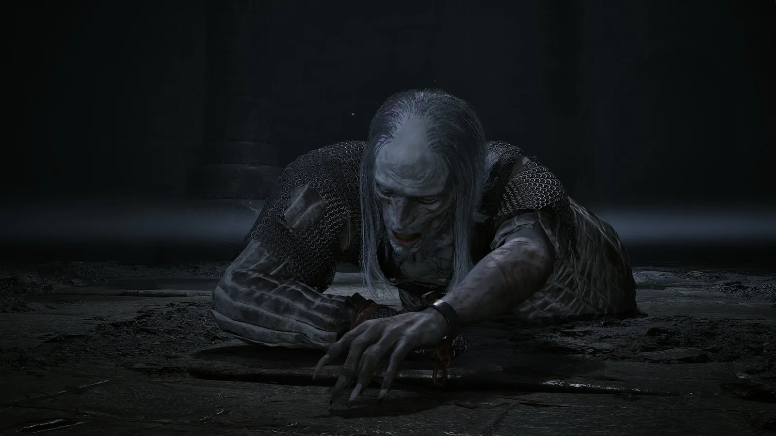 Saint Mihai crawls along the floor in The Blood of Dawnwalker