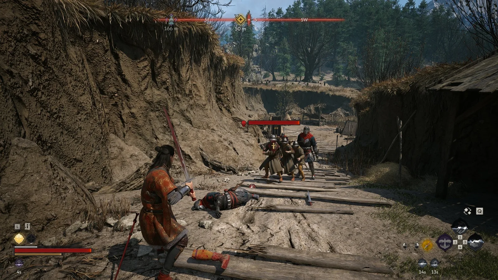 Fighting soldiers at the outpost in The Blood of Dawnwalker