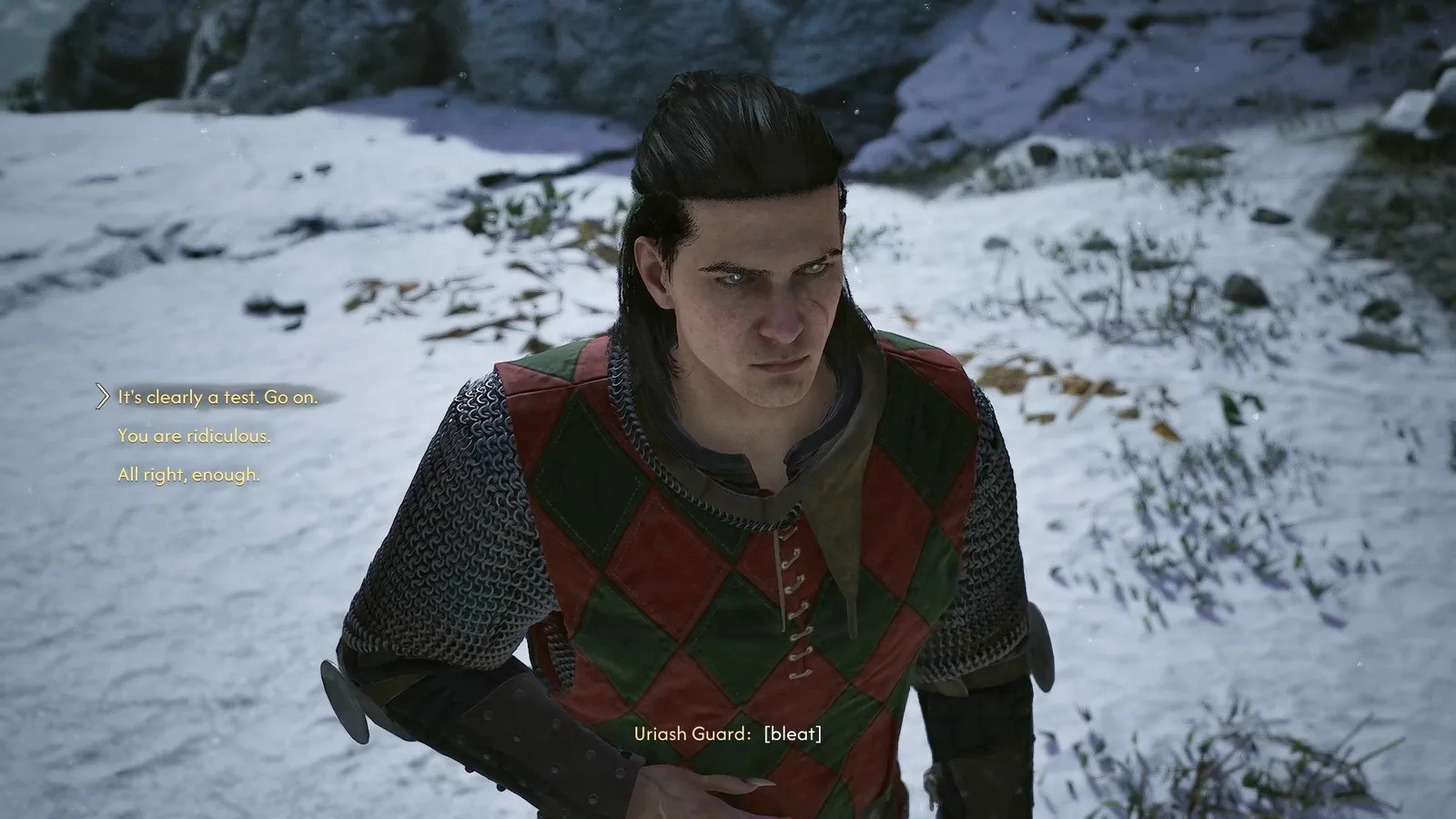 Coen grimaces as he's hit by uraishi rocks in The Blood of Dawnwalker.