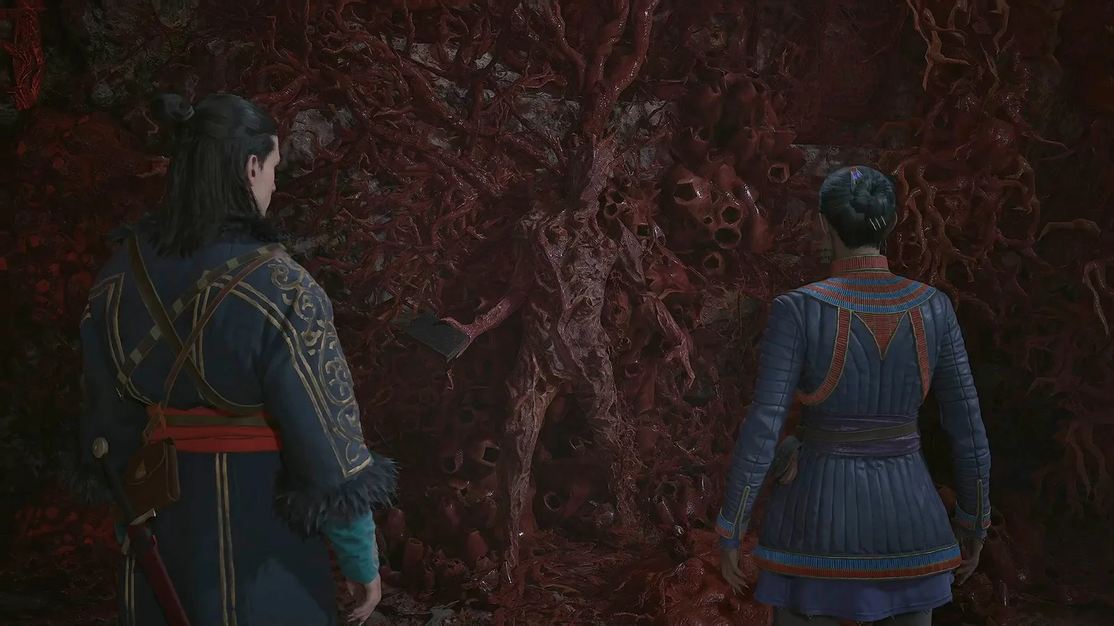 Coen and Lacra discover a body totally encrusted in Anachora's roots in The Blood of Dawnwalker, with a mandrake blooming from it.