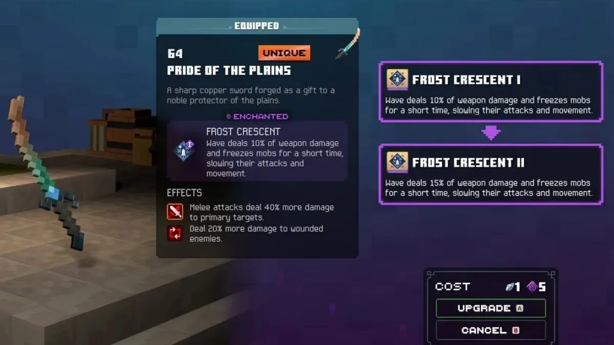Enchantment tiers for Minecraft Dungeons 2