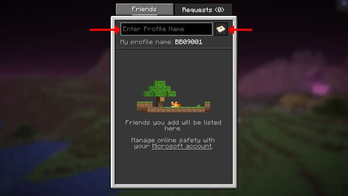 Send friend Request minecraft