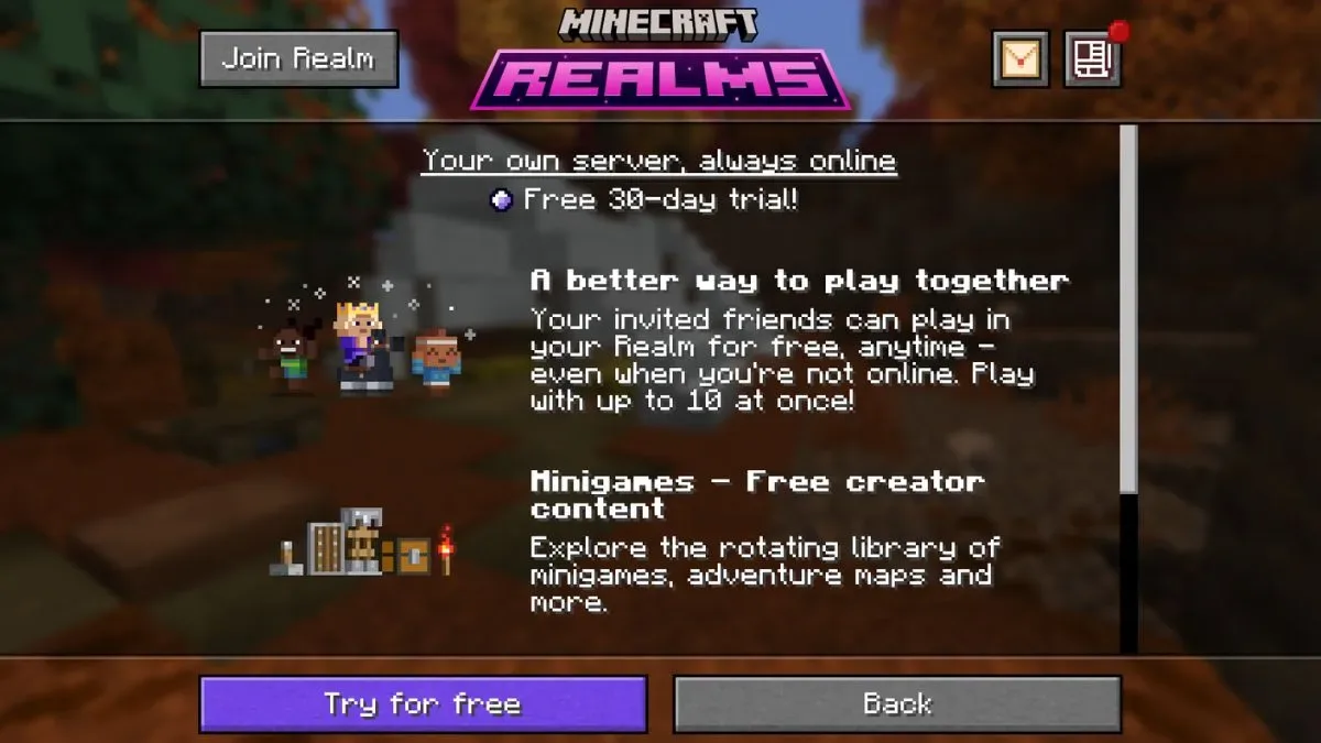 Join Minecraft Realms