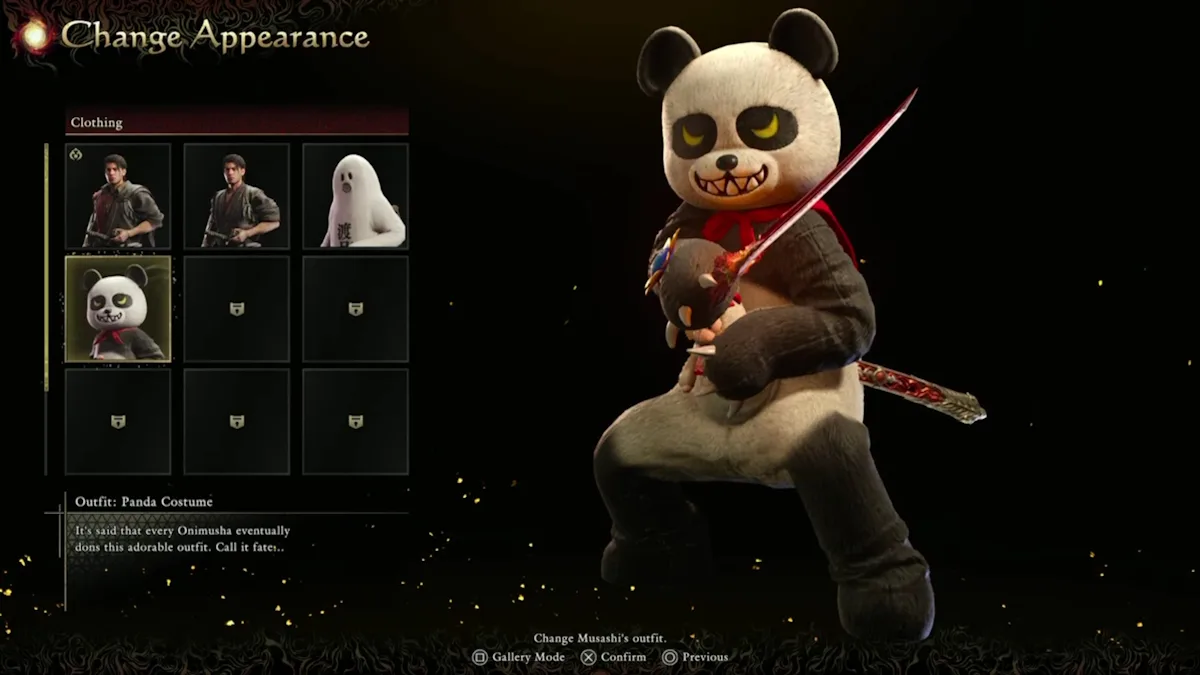 Musashi's Panda costume in Onimusha Way of the Sword