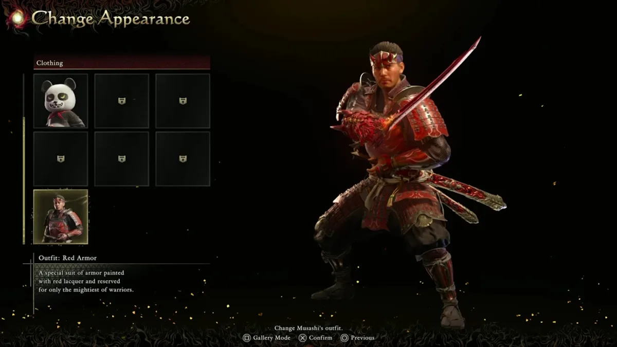 Musashi's Red Armor in Onimusha Way of the Sword