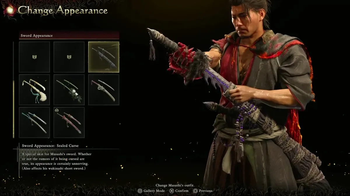 Sealed Curse sword appearance in Onimusha Way of the Sword