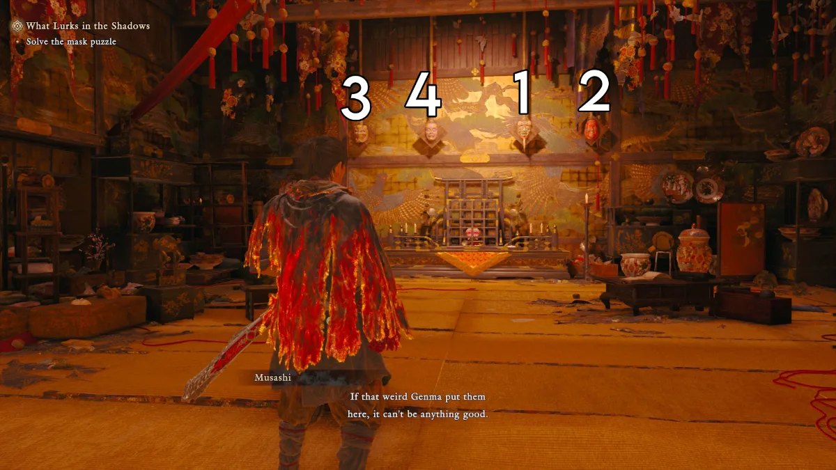Onimusha: Way of the Sword Mask puzzle solution.