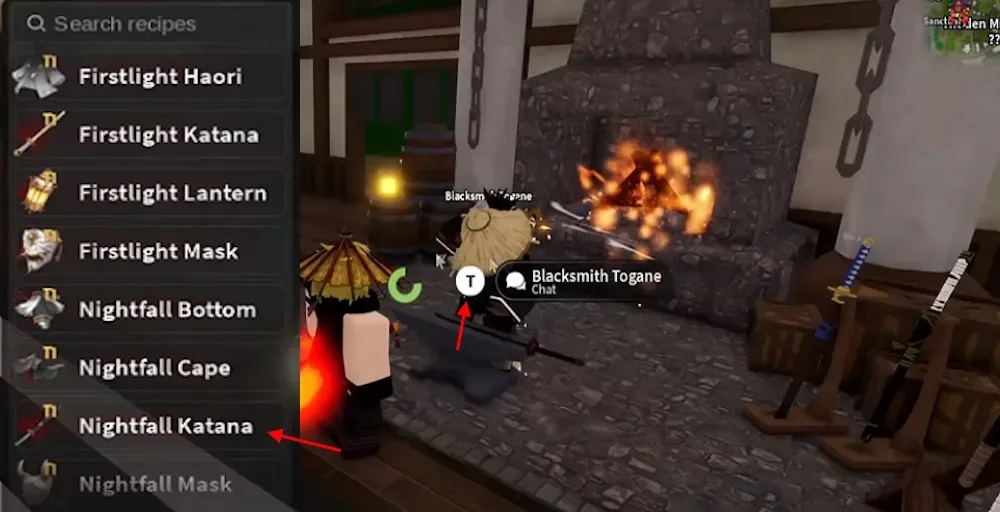 Nightfall Katana forge NPC in Slayers 2