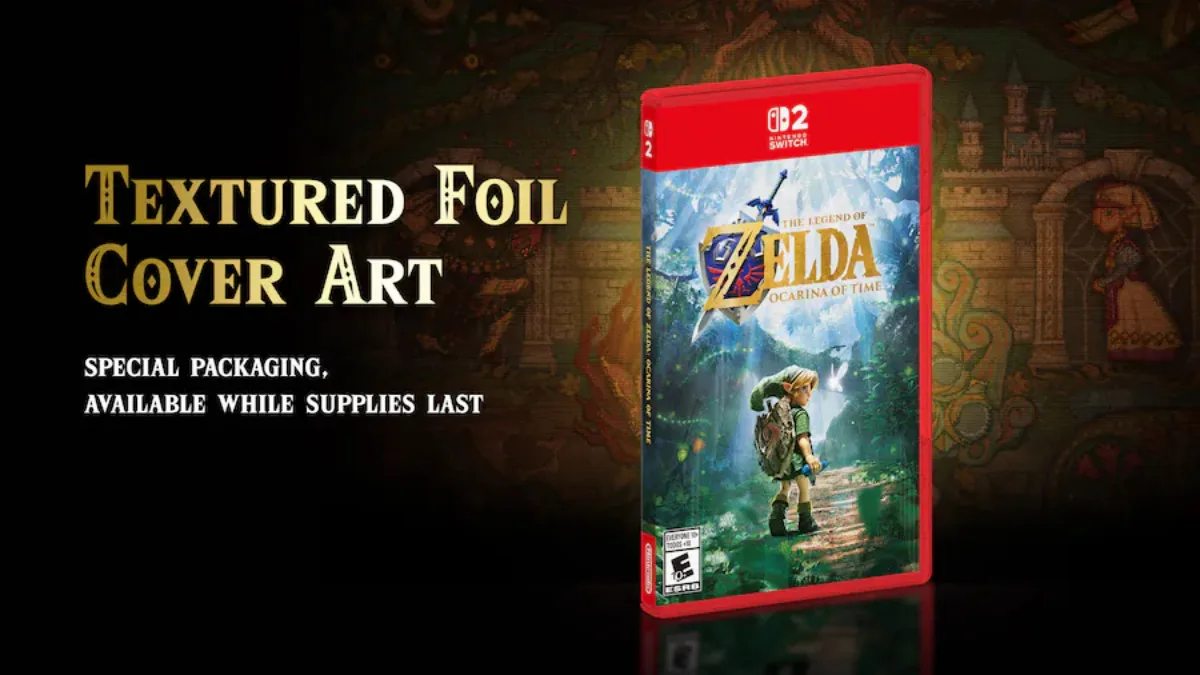 The Legend of Zelda: Ocarina of Time Remake textured foil cover art.