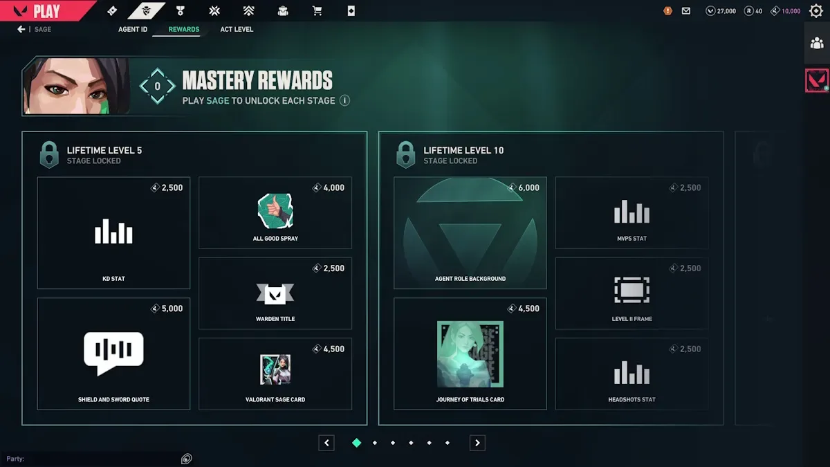 Valorant lifetime agent mastery system