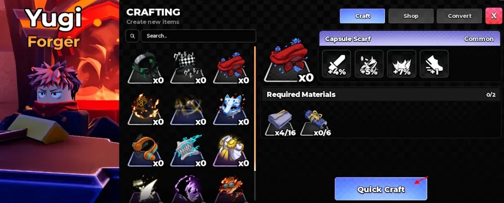 Anime Zero crafting accessories