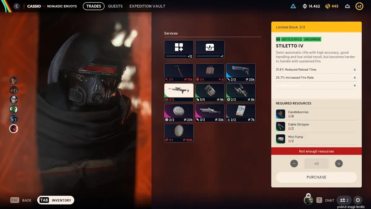 Buying Stiletto from Nomadic Envoys in Arc Raiders