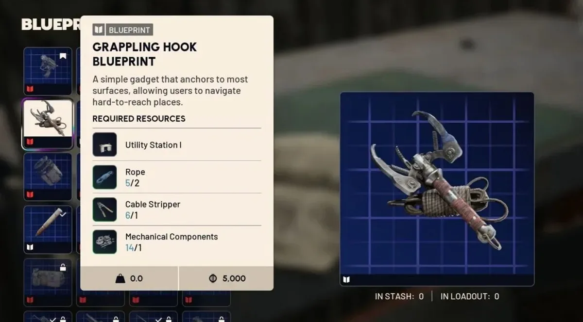Arc Raiders Grappling Hook crafting recipe