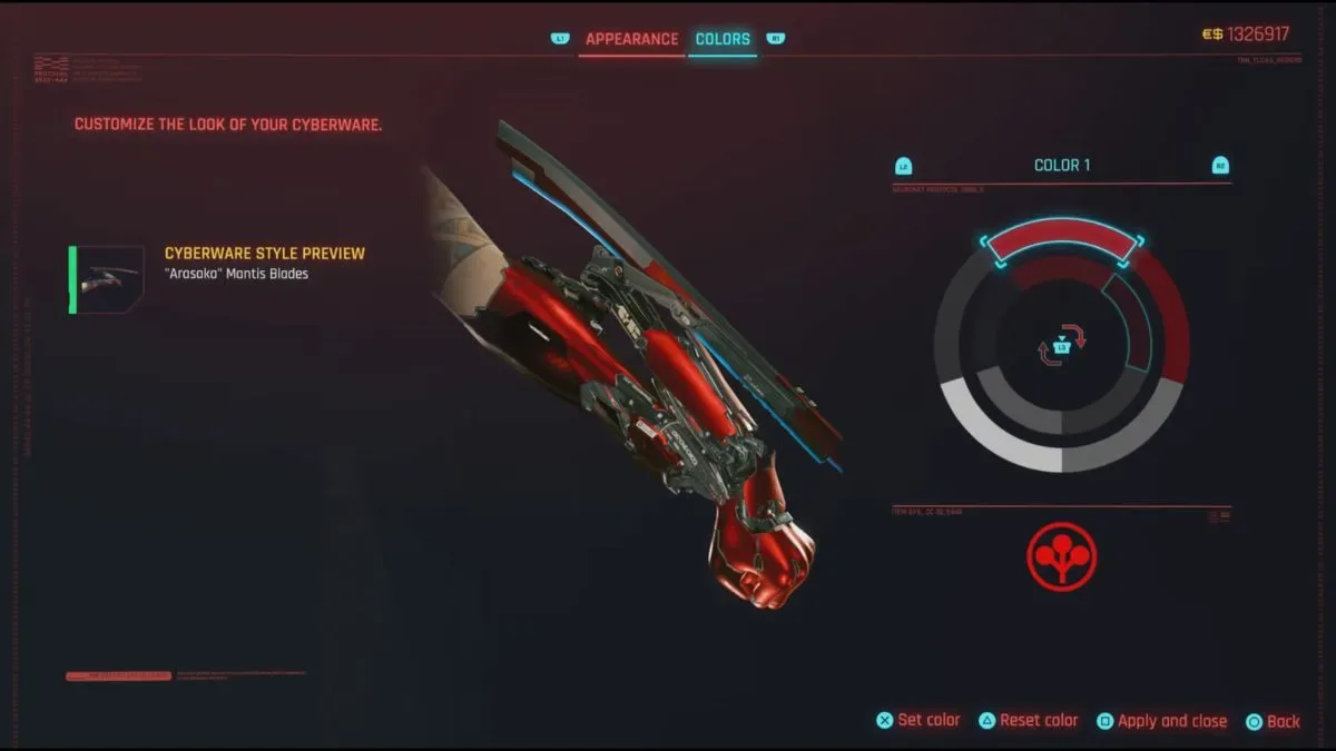 Cyberware customization in Cyberpunk 2077