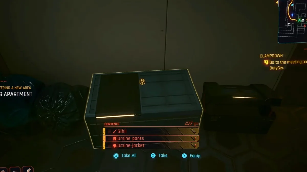 Ariadne's package with The Witcher 3 gear in Cyberpunk 2077.