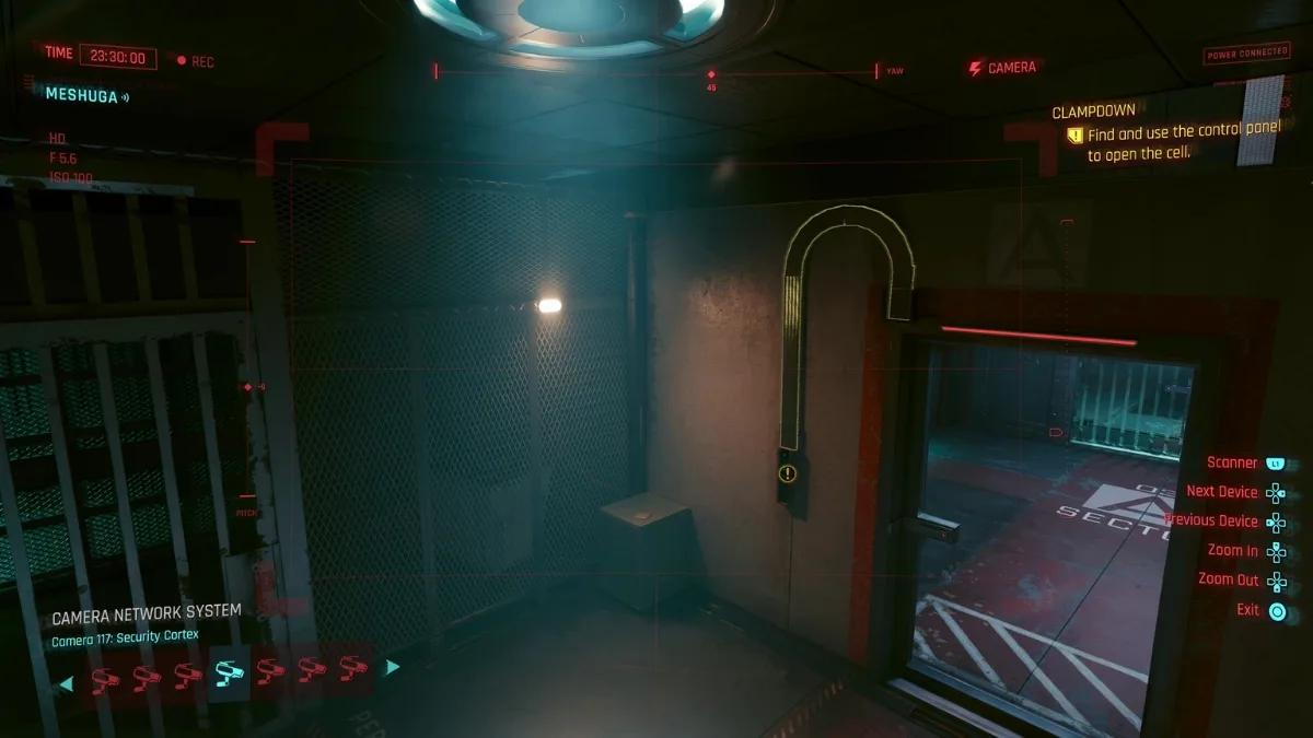 Hacking Security Cortex Cam in Cyberpunk 2077