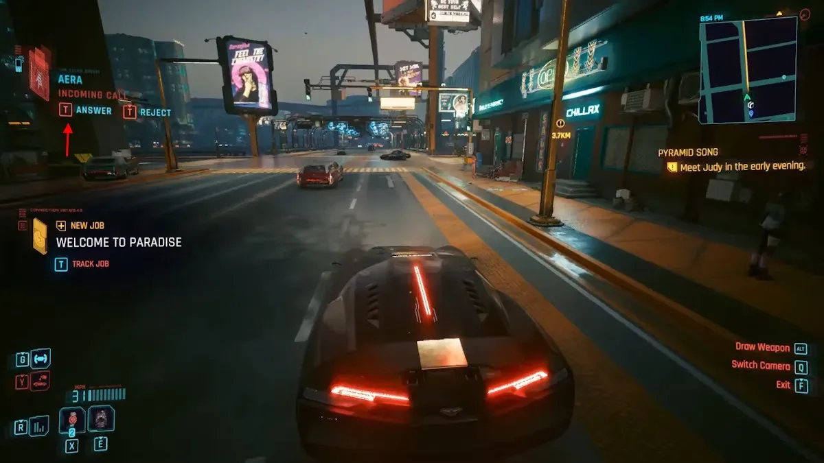 Cyberpunk 2077 Welcome to Paradise start
