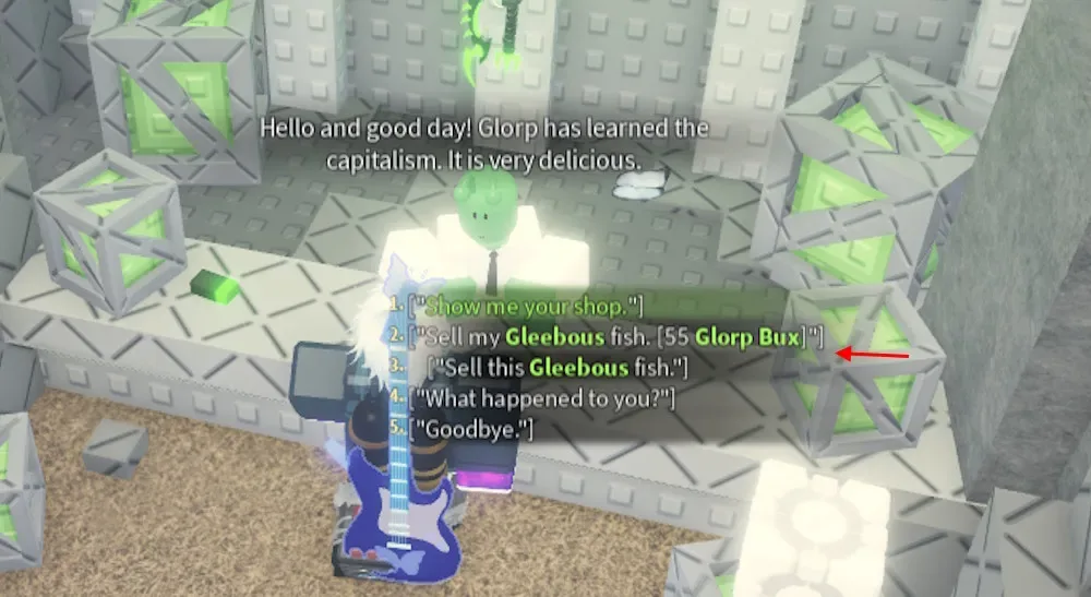 Gleebous fish sell for Glorp Bux in Fisch