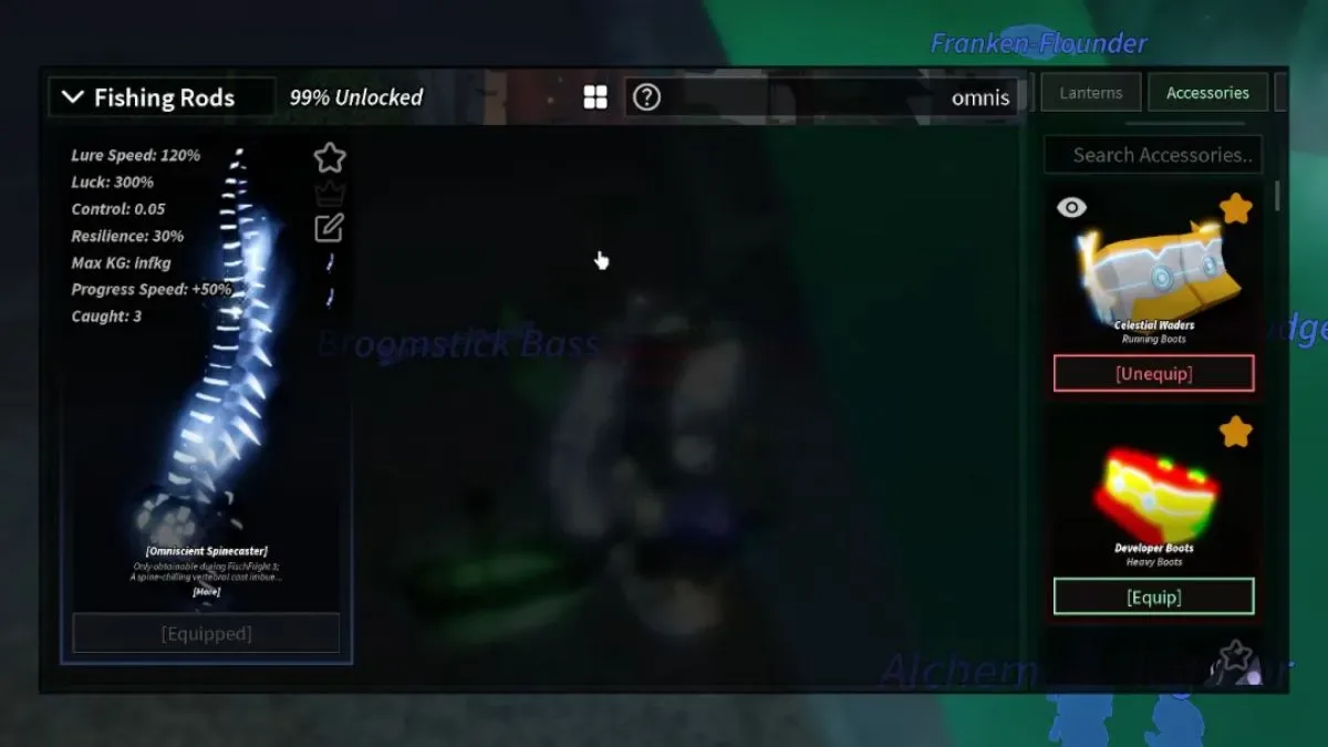 Omniscient Spinecaster rod stats